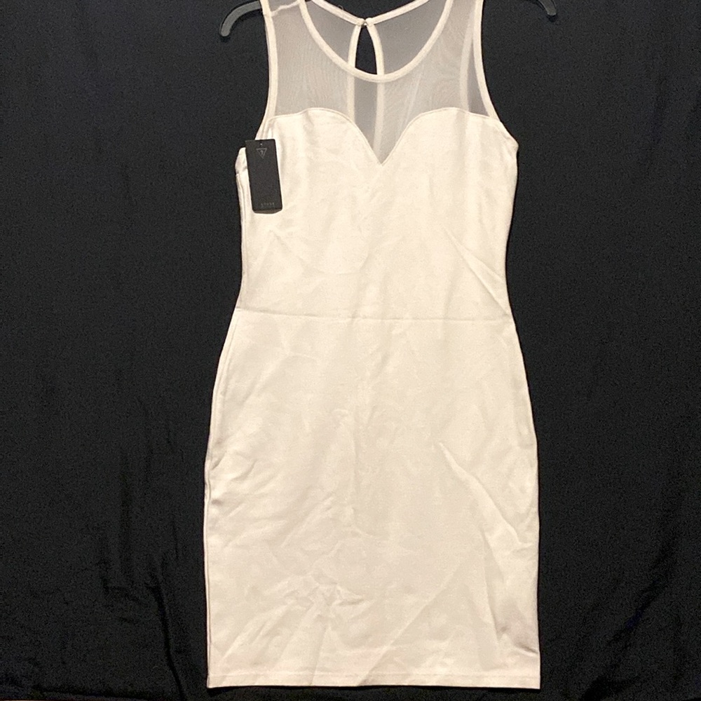 NWT sexy white size M Guess brand stretchy form fitting mini dress